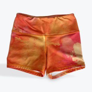 FLEO Power High Rise Shorts in Mango Glow Tie Dye